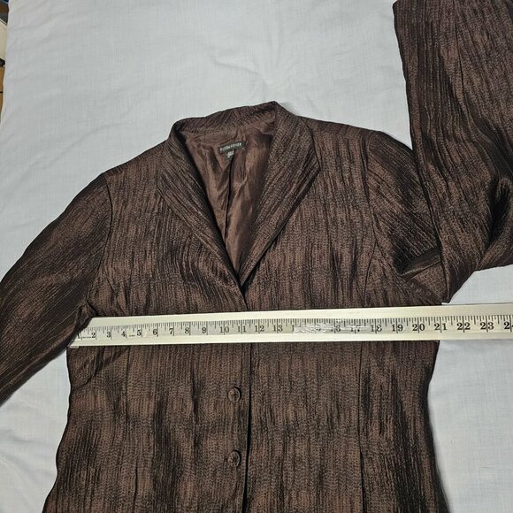 Eileen Fisher Preshrunk Satin Button Up Jacket Women Size M Brown Silk - Picture 11 of 16